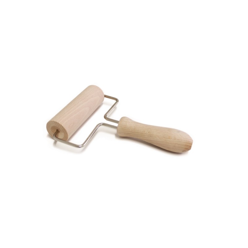 MATTARELLO STENDIPASTA RULLO IN LEGNO FORCELLA IN ACCIAIO INOX 18 x 10 x �  3 cm