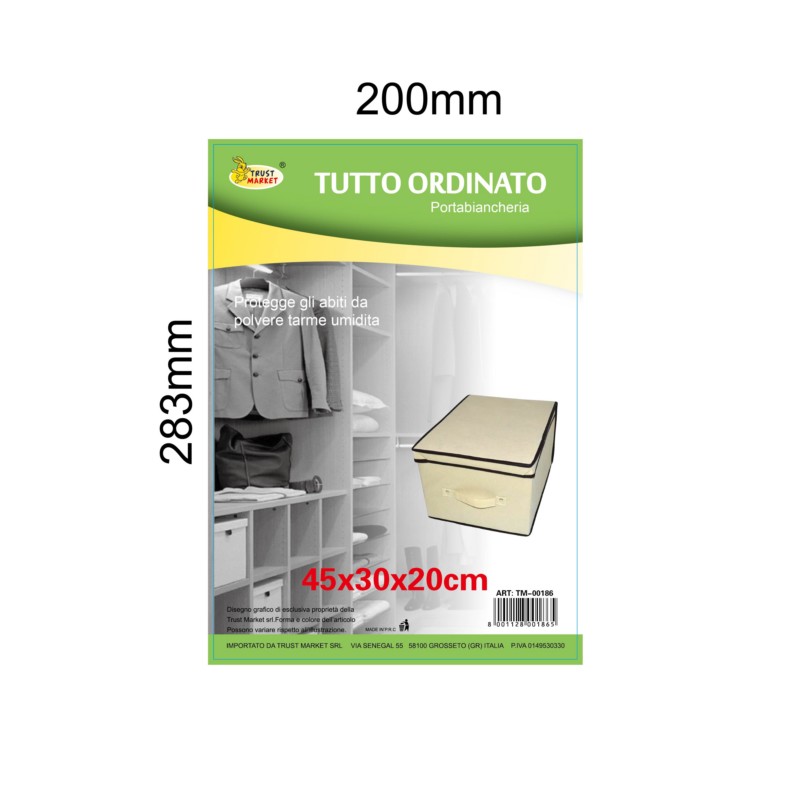 SCATOLA CONTENITORE ORDINETT IN TNT CONCEPT CM 40X30X20 12 PZ - EA Commerce  srl