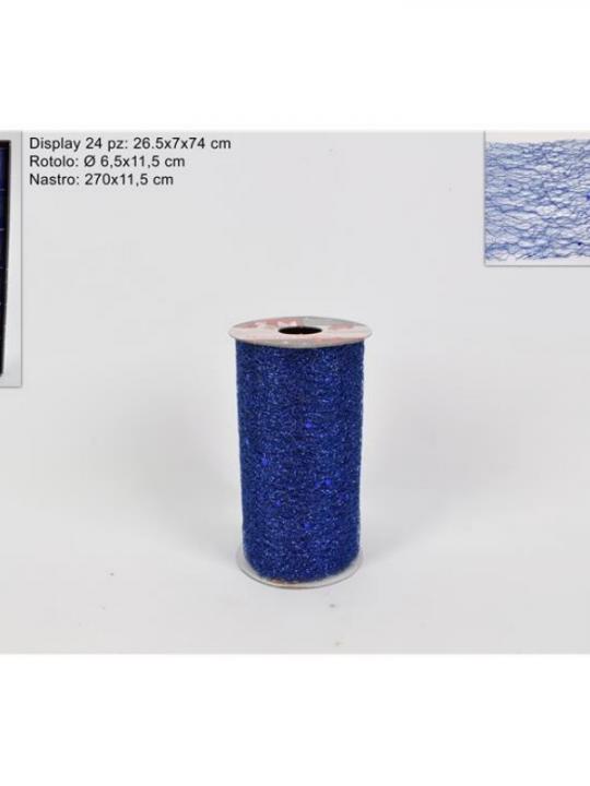 Nastro Rete Glitter 11.5Cm X 2.7M Blu Hj