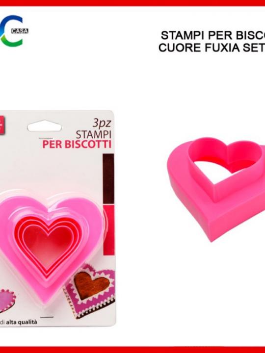 Stampi Per Biscotti Cuore Fuxia 3Pz